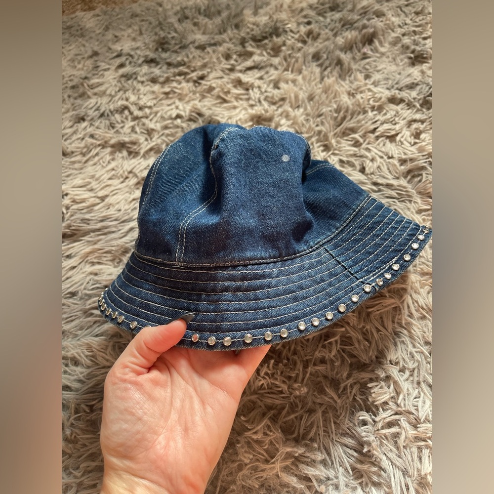 Vintage Baby Phat Denim Rhinestone Bucket Hat Women’s Y2K Logo Jean Cap Bling - Picture 4 of 7